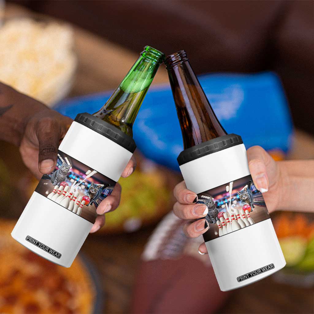 Funny Cats Bowling Battle 4 in 1 Can Cooler Tumbler Gift For Cat Lovers TS12 Print Your Wear