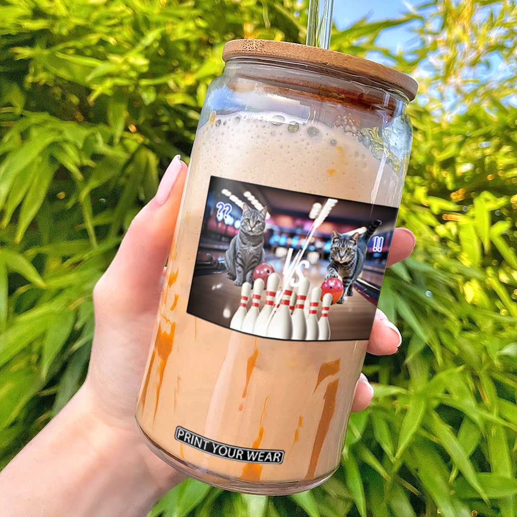 Funny Cats Bowling Battle Glass Can Gift For Cat Lovers TS12 White Print Your Wear