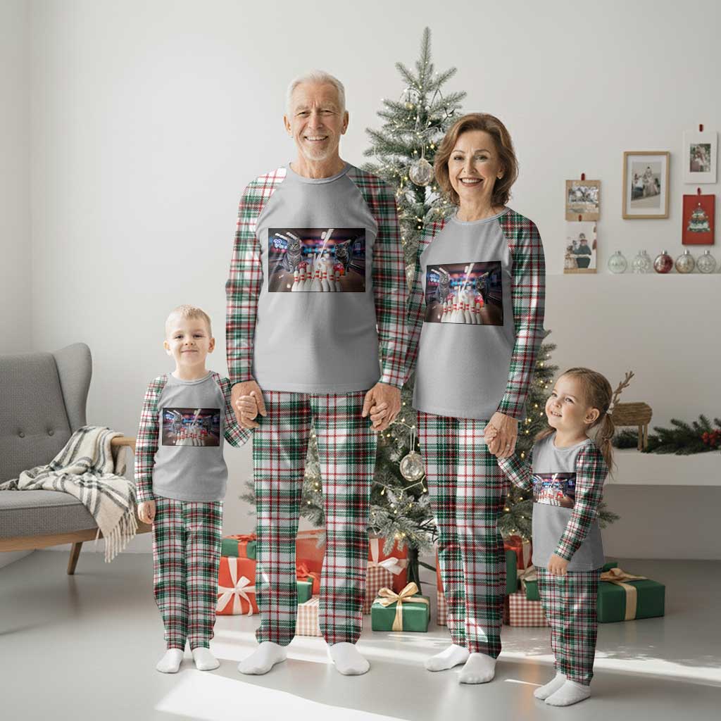 Funny Cats Bowling Battle Plaid Pajama Set Gift For Cat Lovers TS12 Christmas Plaid Print Your Wear