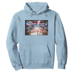 Funny Cats Bowling Battle Hoodie Gift For Cat Lovers TS12 Light Blue Print Your Wear