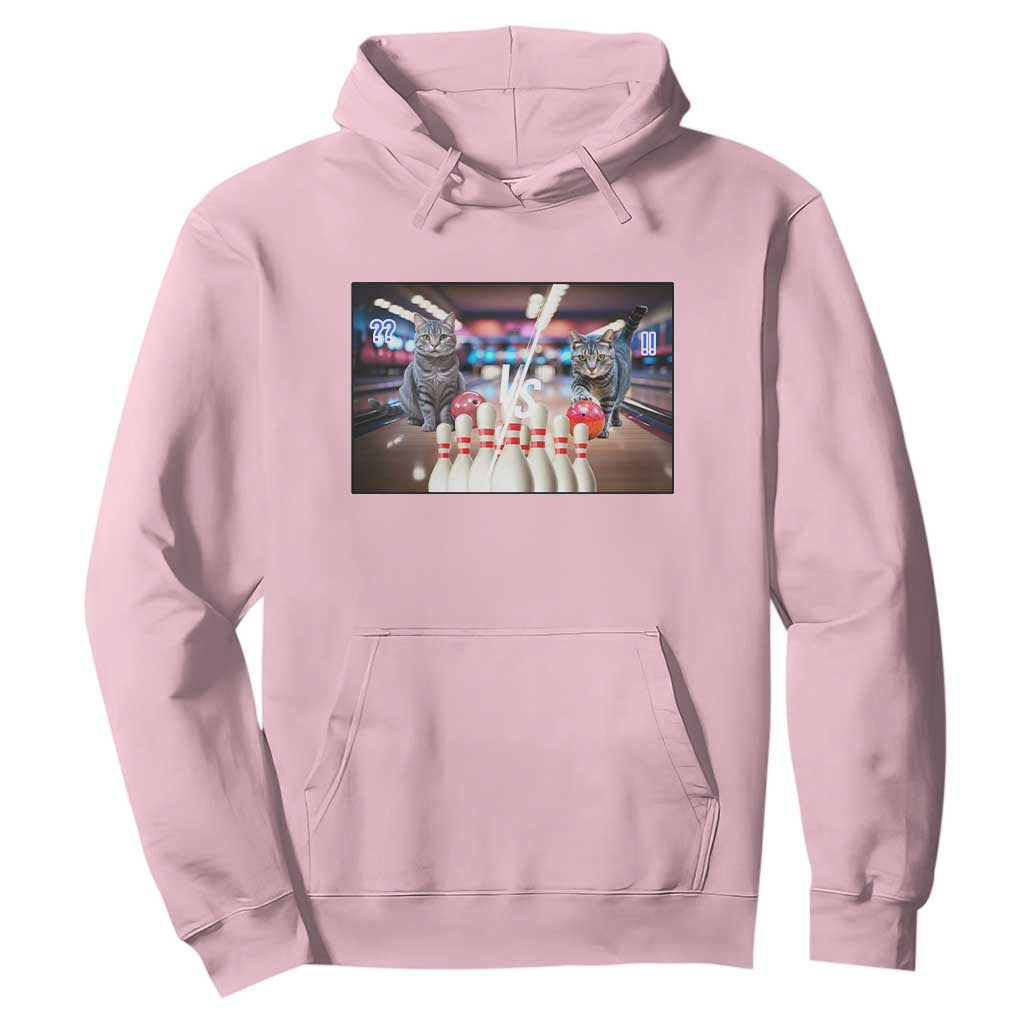 Funny Cats Bowling Battle Hoodie Gift For Cat Lovers TS12 Light Pink Print Your Wear