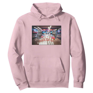 Funny Cats Bowling Battle Hoodie Gift For Cat Lovers TS12 Light Pink Print Your Wear