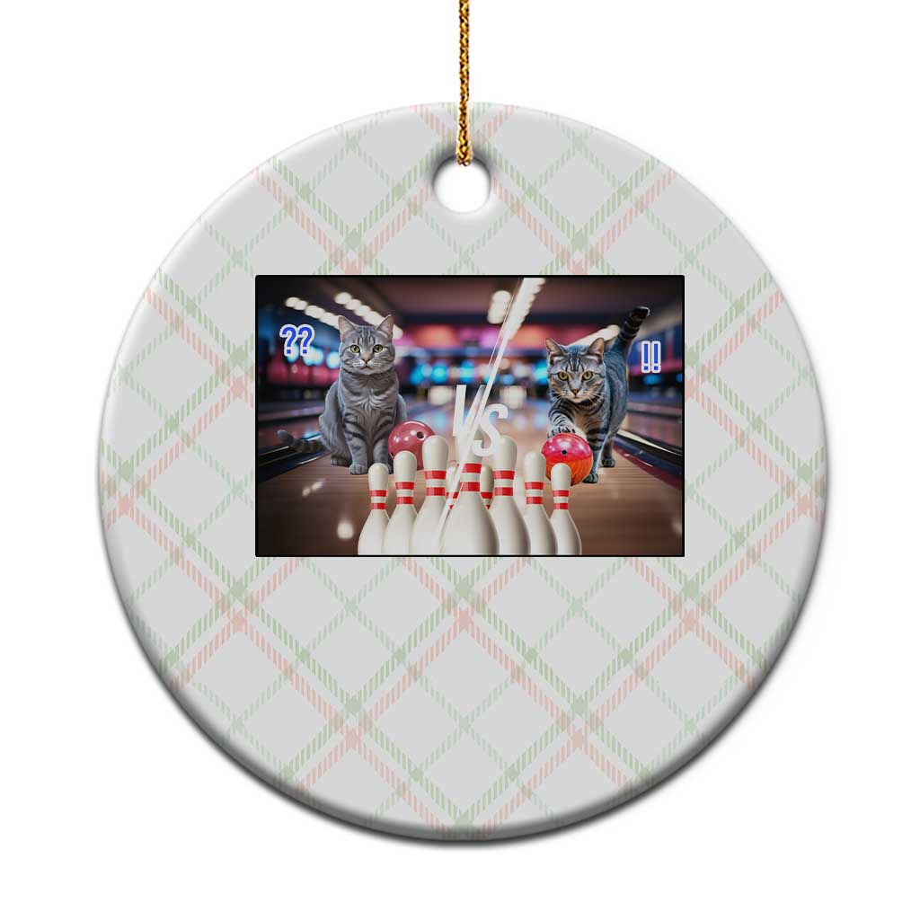 Funny Cats Bowling Battle Ceramic Ornament Gift For Cat Lovers TS12 1pc Christmas Plaid Print Your Wear