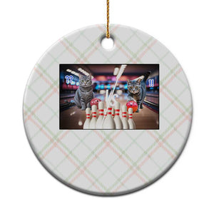 Funny Cats Bowling Battle Ceramic Ornament Gift For Cat Lovers TS12 1pc Christmas Plaid Print Your Wear