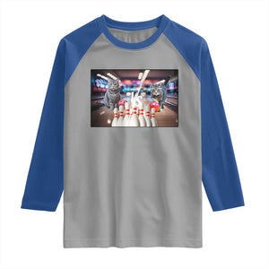 Funny Cats Bowling Battle Raglan Shirt Gift For Cat Lovers TS12 Sport Gray Royal Print Your Wear