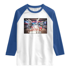 Funny Cats Bowling Battle Raglan Shirt Gift For Cat Lovers TS12 White Royal Print Your Wear