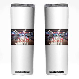 Funny Cats Bowling Battle Skinny Tumbler Gift For Cat Lovers TS12 White Print Your Wear
