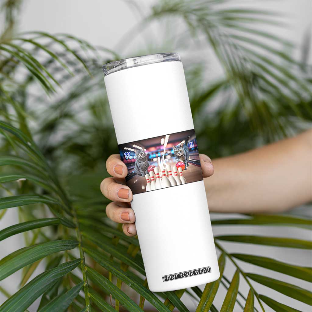Funny Cats Bowling Battle Skinny Tumbler Gift For Cat Lovers TS12 Print Your Wear