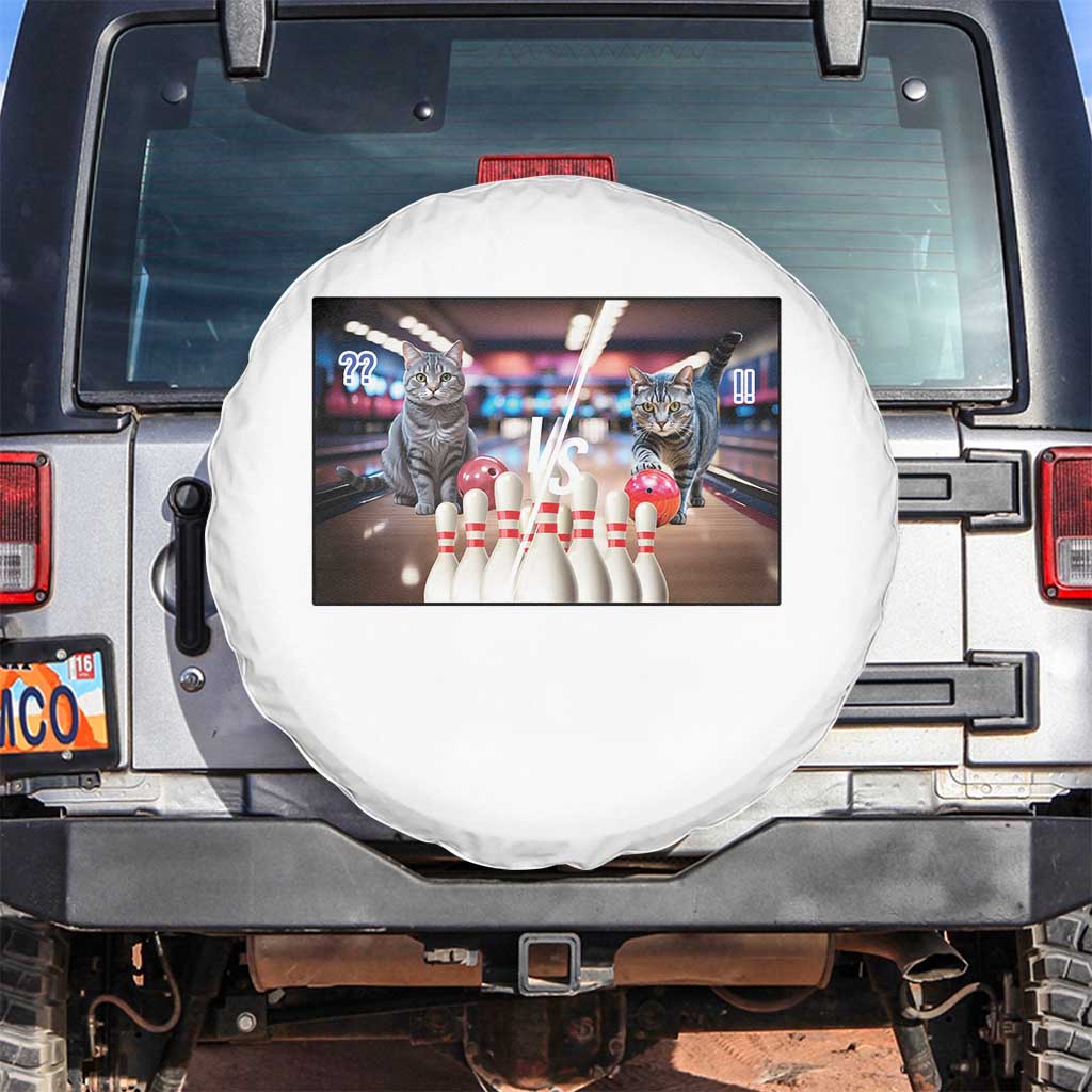 Funny Cats Bowling Battle Spare Tire Cover Gift For Cat Lovers TS12 No hole Black Print Your Wear