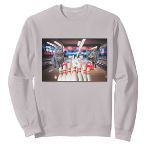 Funny Cats Bowling Battle Sweatshirt Gift For Cat Lovers TS12 Ice Gray Print Your Wear