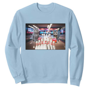 Funny Cats Bowling Battle Sweatshirt Gift For Cat Lovers TS12 Light Blue Print Your Wear