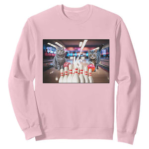 Funny Cats Bowling Battle Sweatshirt Gift For Cat Lovers TS12 Light Pink Print Your Wear