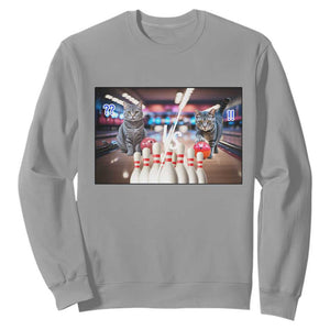 Funny Cats Bowling Battle Sweatshirt Gift For Cat Lovers TS12 Sport Gray Print Your Wear