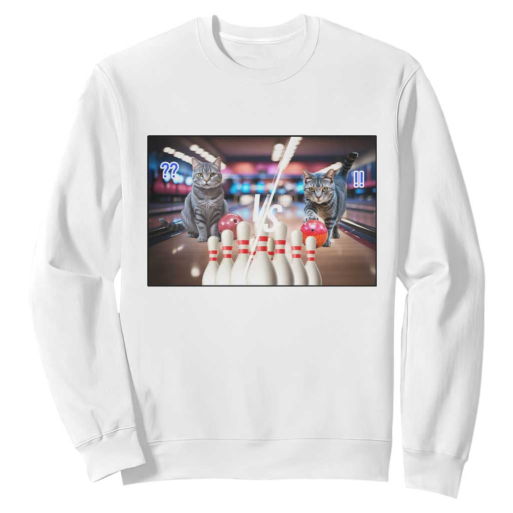 Funny Cats Bowling Battle Sweatshirt Gift For Cat Lovers TS12 White Print Your Wear
