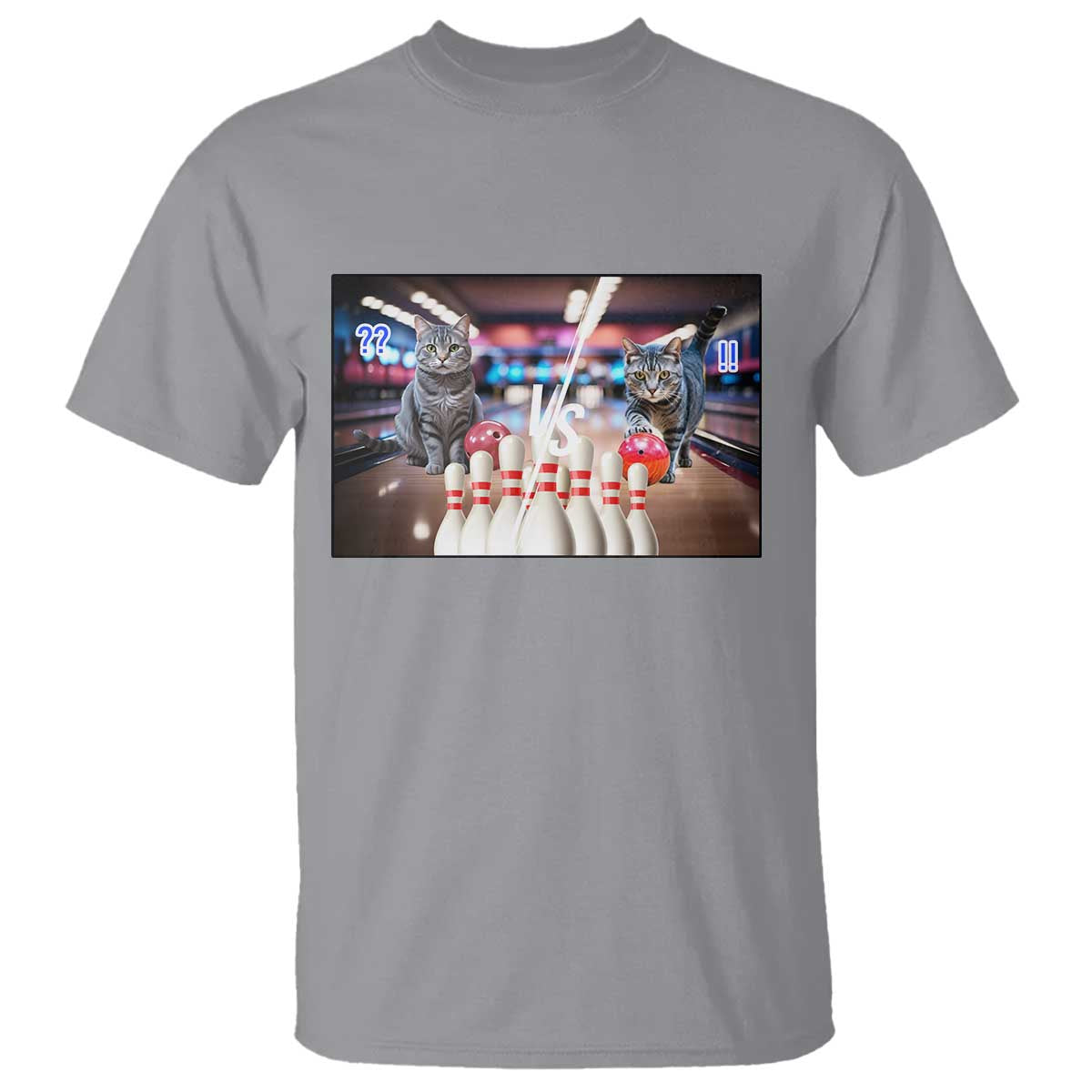 Funny Cats Bowling Battle T Shirt Gift For Cat Lovers TS12 Sport Gray Print Your Wear
