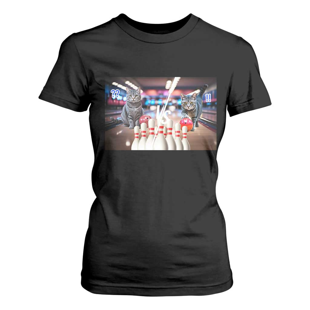 Funny Cats Bowling Battle T Shirt For Women Gift For Cat Lovers TS12 Black Print Your Wear