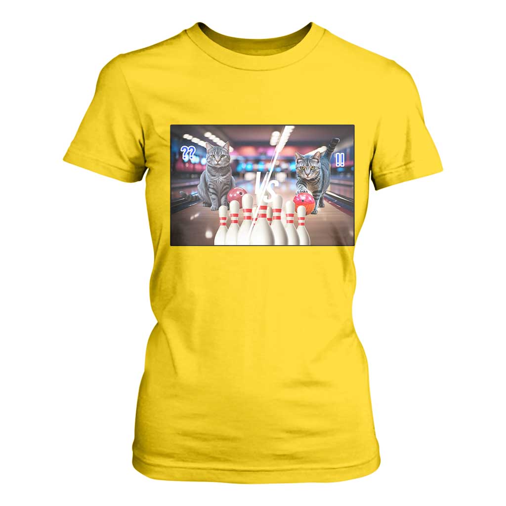 Funny Cats Bowling Battle T Shirt For Women Gift For Cat Lovers TS12 Daisy Print Your Wear