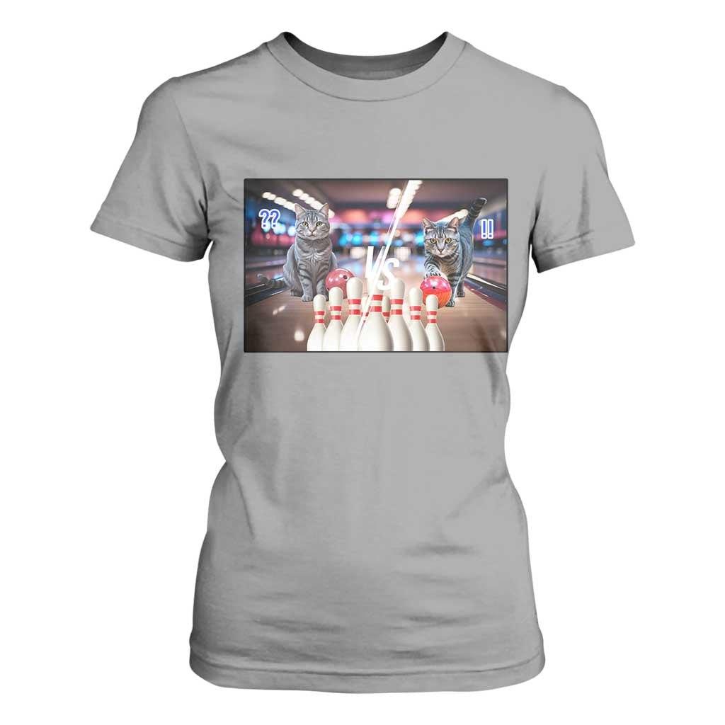Funny Cats Bowling Battle T Shirt For Women Gift For Cat Lovers TS12 Sport Gray Print Your Wear