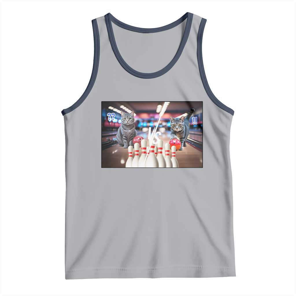 Funny Cats Bowling Battle Tank Top Gift For Cat Lovers TS12 Athletic Heather Navy Print Your Wear