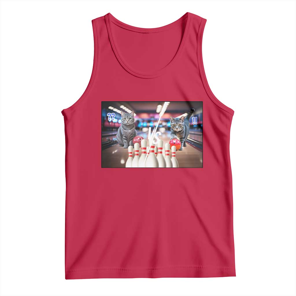 Funny Cats Bowling Battle Tank Top Gift For Cat Lovers TS12 Red Print Your Wear