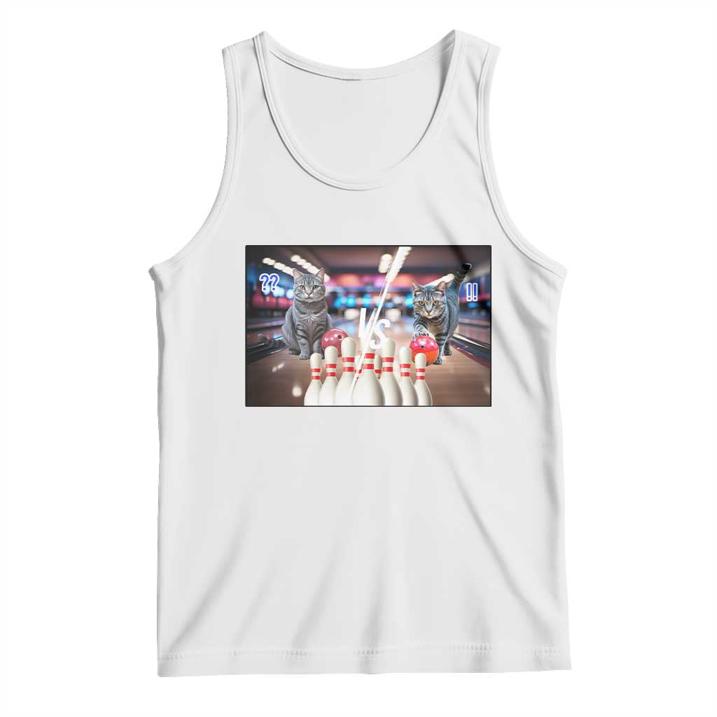 Funny Cats Bowling Battle Tank Top Gift For Cat Lovers TS12 White Print Your Wear