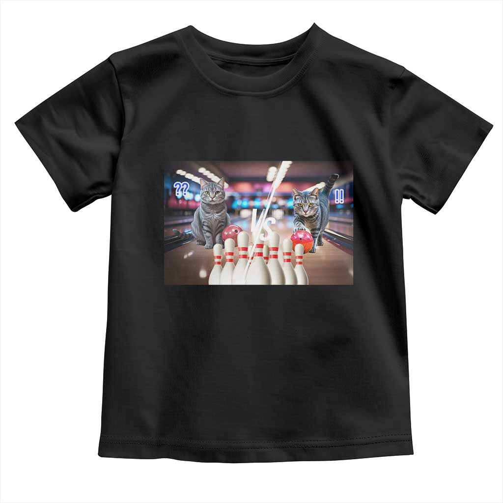 Funny Cats Bowling Battle Toddler T Shirt Gift For Cat Lovers TS12 Black Print Your Wear