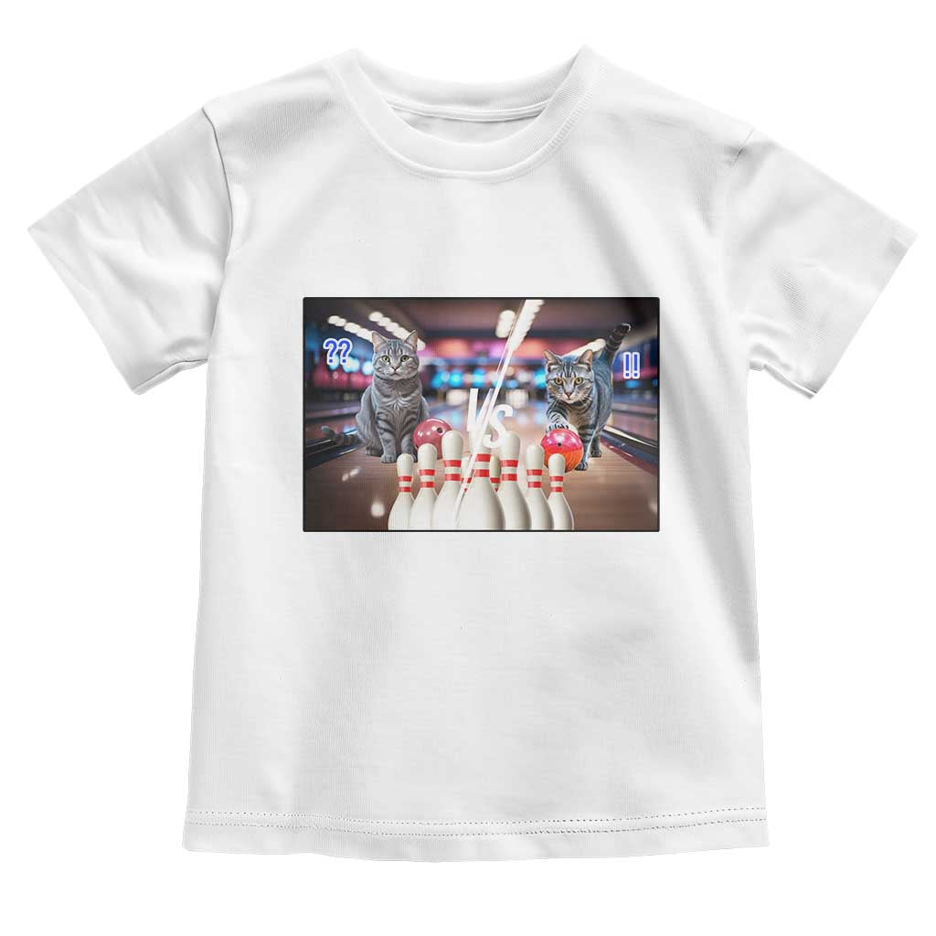 Funny Cats Bowling Battle Toddler T Shirt Gift For Cat Lovers TS12 White Print Your Wear