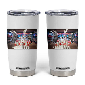 Funny Cats Bowling Battle Tumbler Cup Gift For Cat Lovers TS12 White Print Your Wear