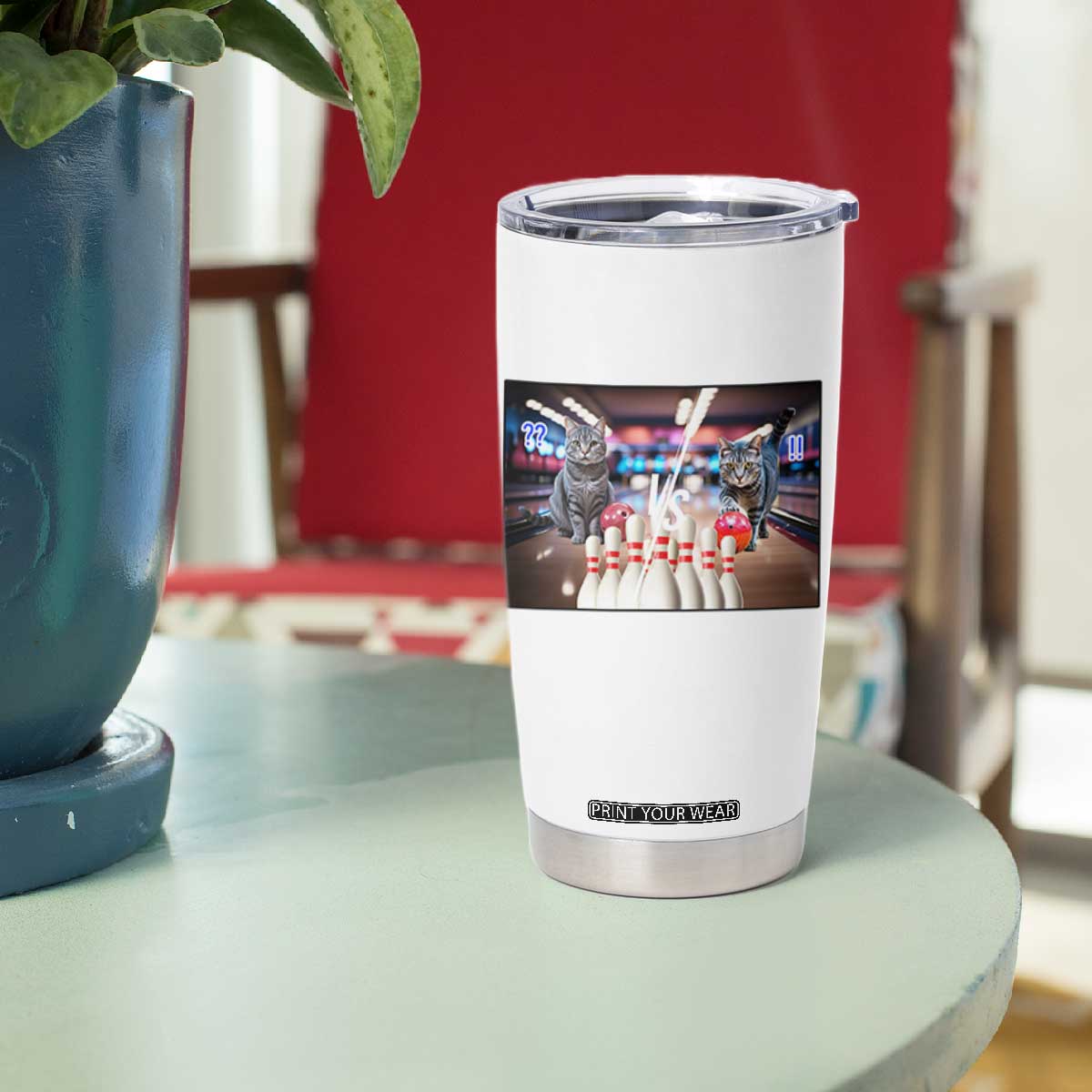 Funny Cats Bowling Battle Tumbler Cup Gift For Cat Lovers TS12 Print Your Wear