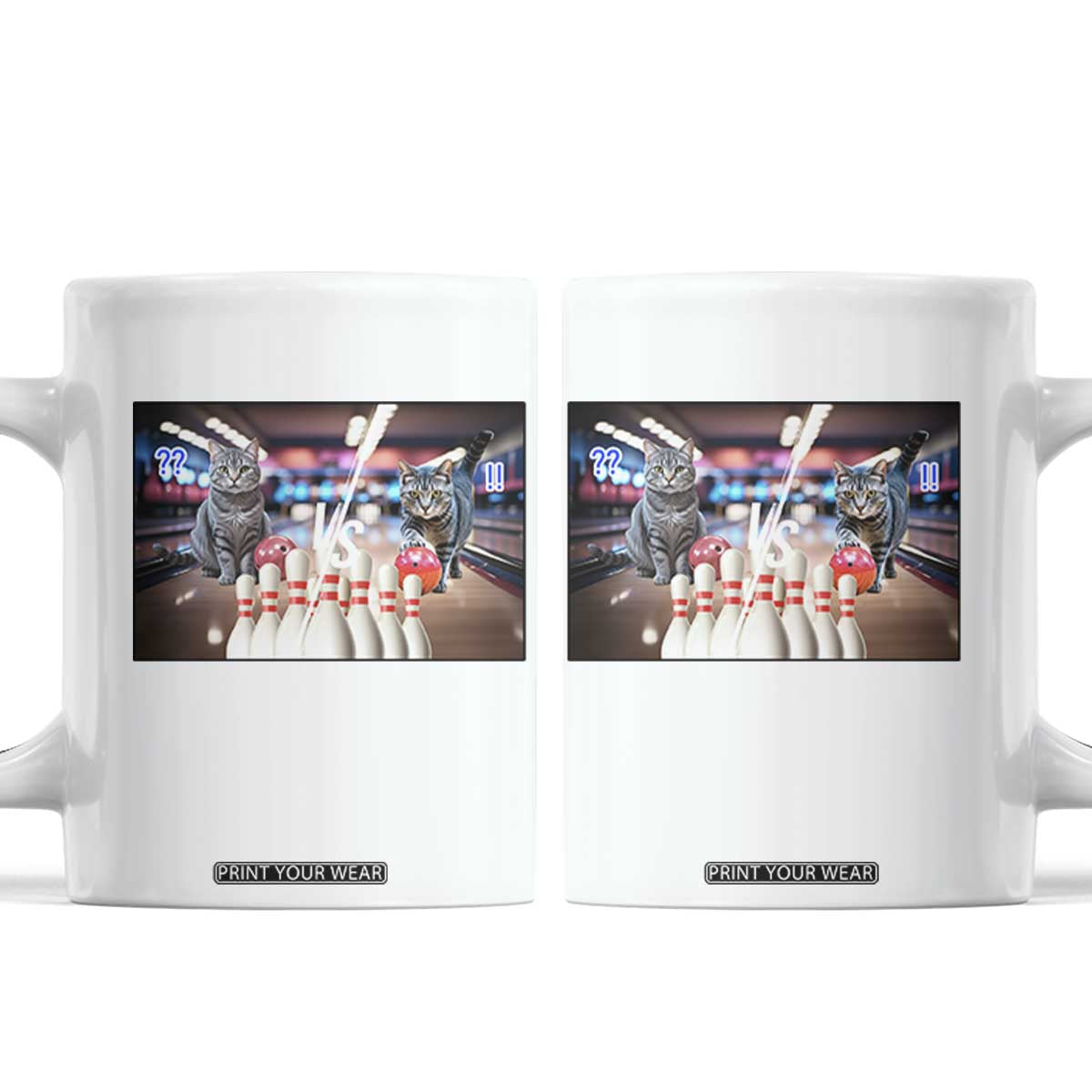 Funny Cats Bowling Battle Coffee Mug Gift For Cat Lovers TS12 White Print Your Wear
