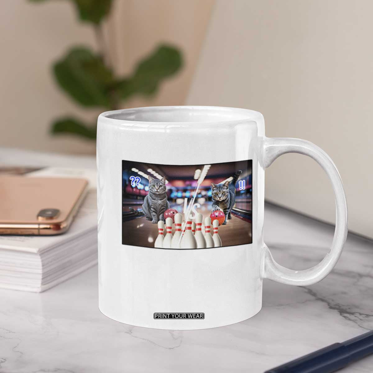 Funny Cats Bowling Battle Coffee Mug Gift For Cat Lovers TS12 Print Your Wear