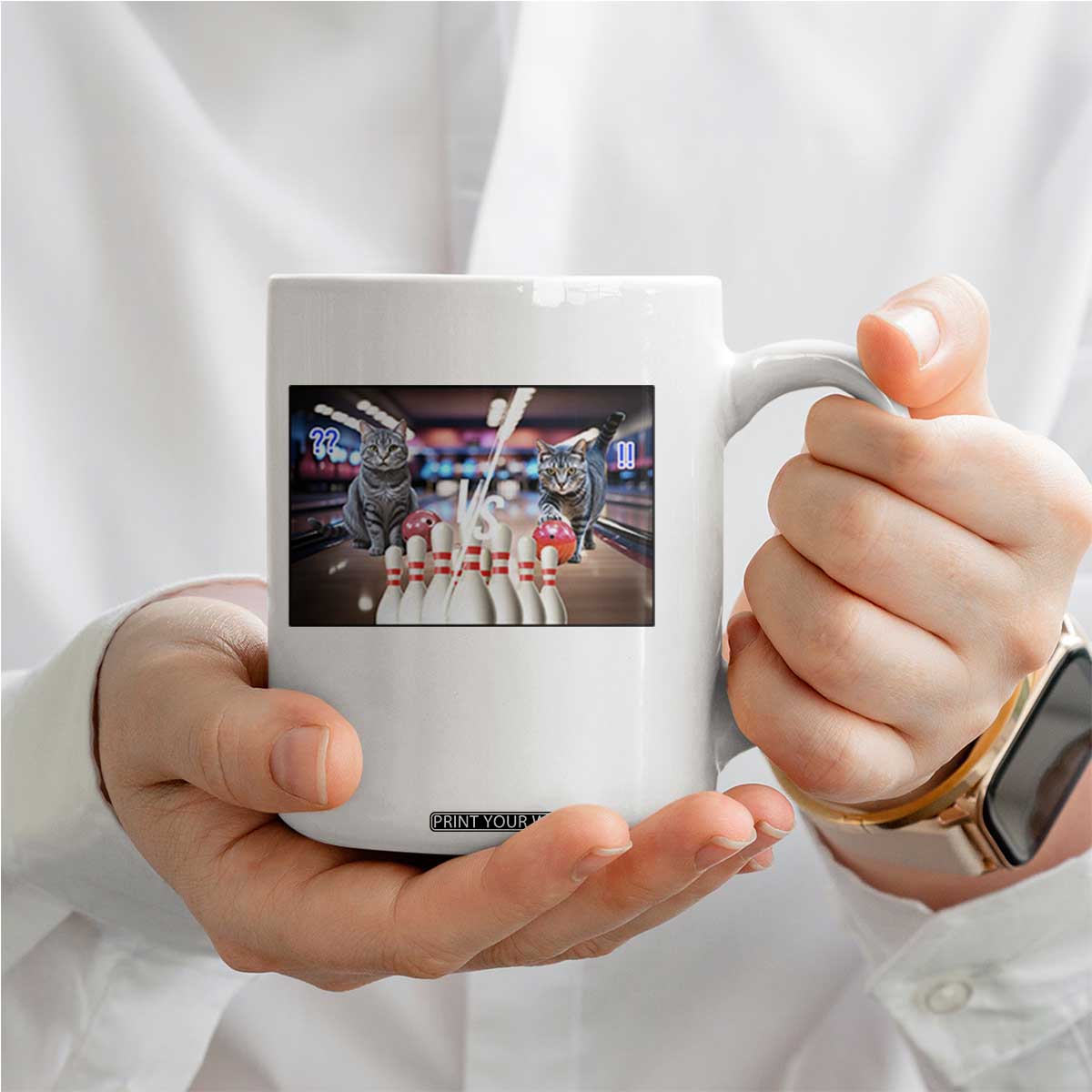 Funny Cats Bowling Battle Coffee Mug Gift For Cat Lovers TS12 Print Your Wear
