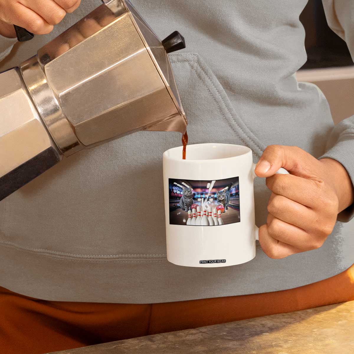 Funny Cats Bowling Battle Coffee Mug Gift For Cat Lovers TS12 Print Your Wear
