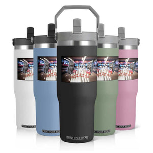Funny Cats Bowling Battle Flip Straw Tumbler Gift For Cat Lovers TS12 Print Your Wear