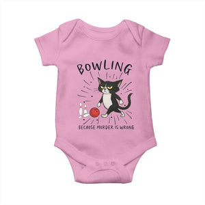 Bowling Because Murder Is Wrong Baby Onesie Funny Cat Lovers Gift TS12 Light Pink Print Your Wear