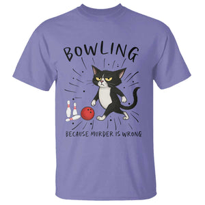 Bowling Because Murder Is Wrong T Shirt Funny Cat Lovers Gift TS12 Violet Print Your Wear