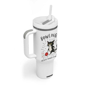 Bowling Because Murder Is Wrong Tumbler With Handle Funny Cat Lovers Gift TS12 Print Your Wear