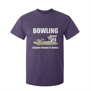 Funny Cat T Shirt For Kid Bowling Because Murder Is Wrong Gift TS12 Purple Print Your Wear