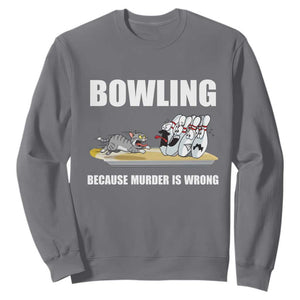 Funny Cat Sweatshirt Bowling Because Murder Is Wrong Gift TS12 Charcoal Print Your Wear