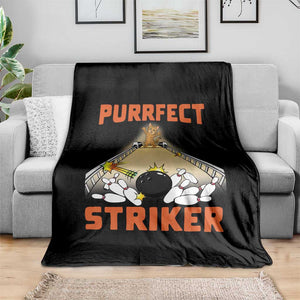 Funny Cat Bowling Gift Throw Blanket Purrfect Striker TS12 Print Your Wear