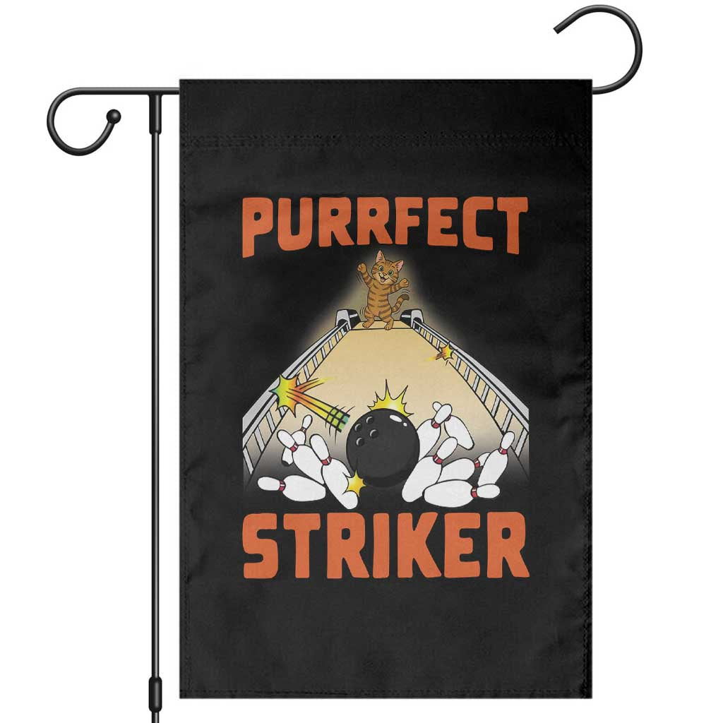 Funny Cat Bowling Gift Garden Flag Purrfect Striker - Print Your Wear