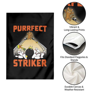 Funny Cat Bowling Gift Garden Flag Purrfect Striker - Print Your Wear