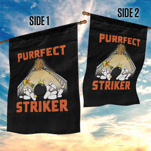Funny Cat Bowling Gift Garden Flag Purrfect Striker - Print Your Wear