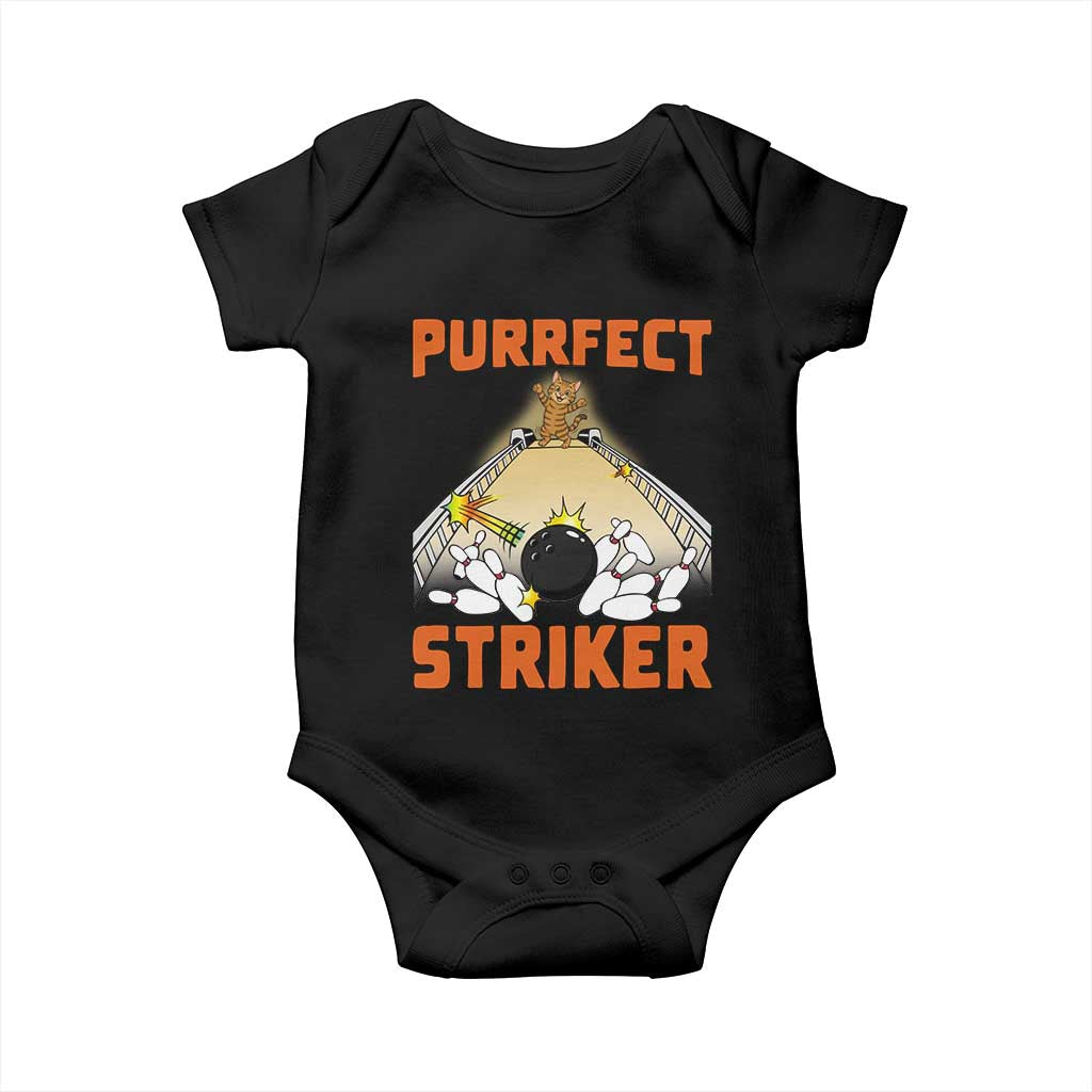Funny Cat Bowling Gift Baby Onesie Purrfect Striker TS12 Black Print Your Wear