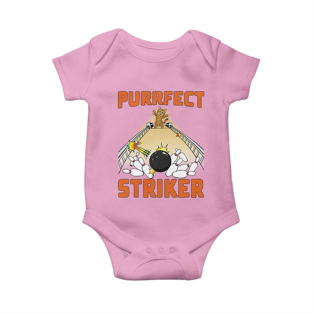 Funny Cat Bowling Gift Baby Onesie Purrfect Striker TS12 Light Pink Print Your Wear