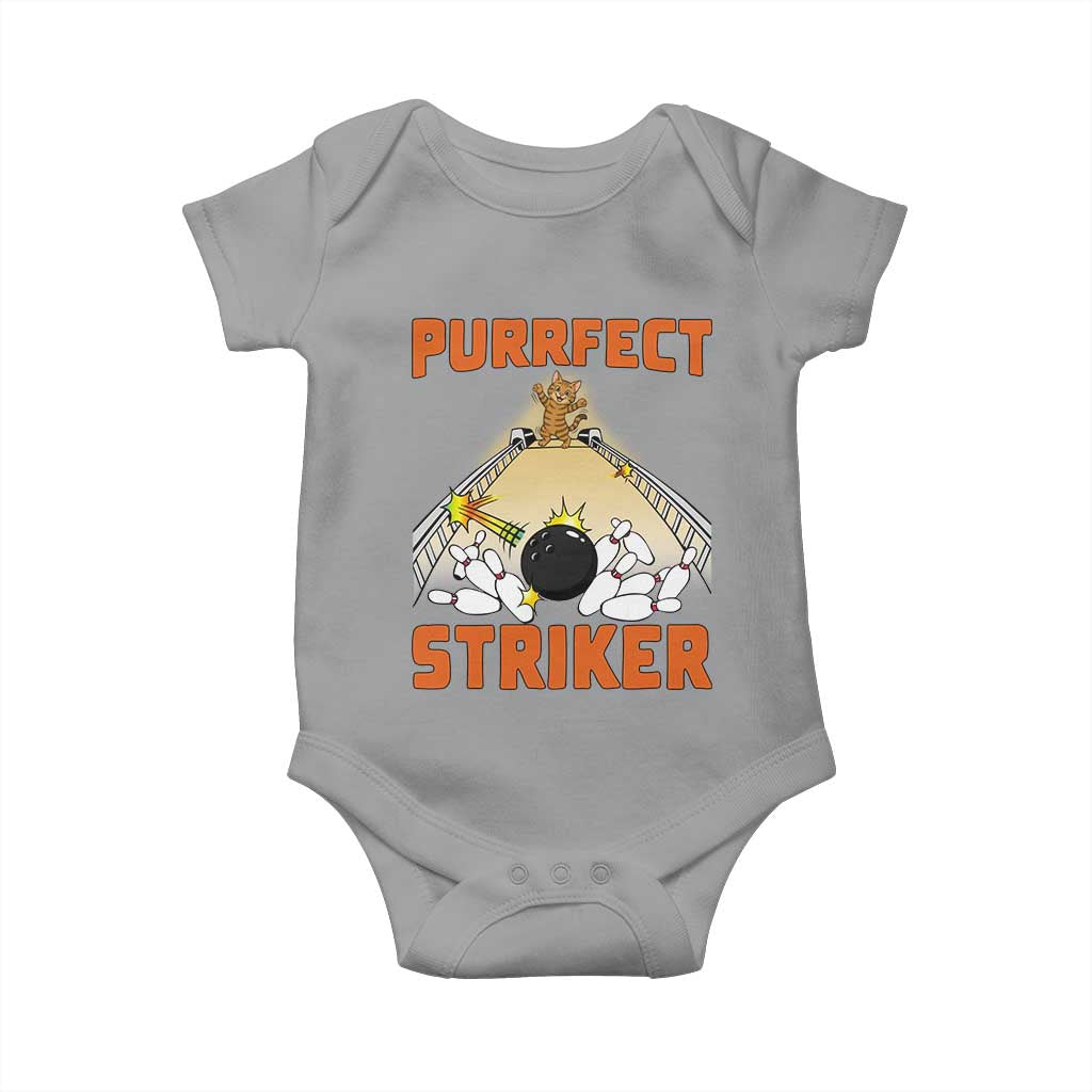 Funny Cat Bowling Gift Baby Onesie Purrfect Striker TS12 Sport Gray Print Your Wear