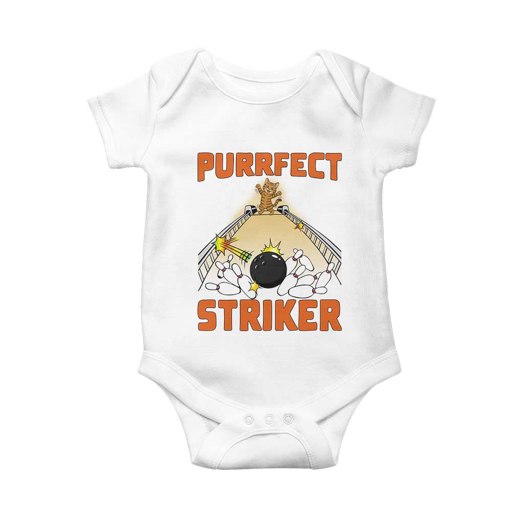 Funny Cat Bowling Gift Baby Onesie Purrfect Striker TS12 White Print Your Wear