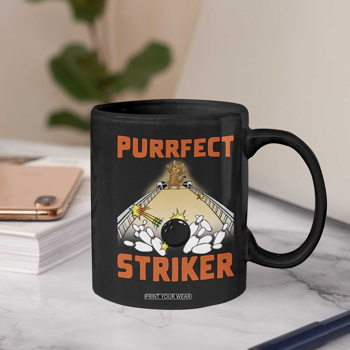 Funny Cat Bowling Gift Coffee Mug Purrfect Striker TS12 Print Your Wear