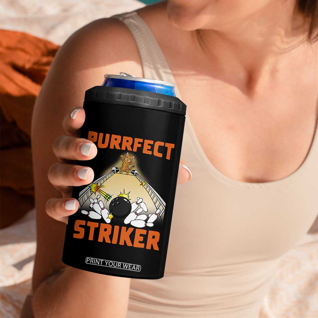 Funny Cat Bowling Gift 4 in 1 Can Cooler Tumbler Purrfect Striker TS12 Print Your Wear