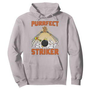 Funny Cat Bowling Gift Hoodie Purrfect Striker TS12 Ice Gray Print Your Wear